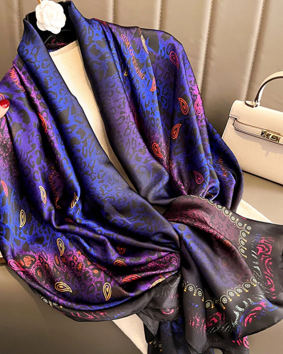 Regal Blue Printed Scarf by Bandano Pakistan