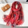 Ruby Red Chiffon Georgette Scarf by Bandano Pakistan