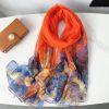 Rusty Red Petals Chiffon Georgette Scarf by Bandano Pakistan
