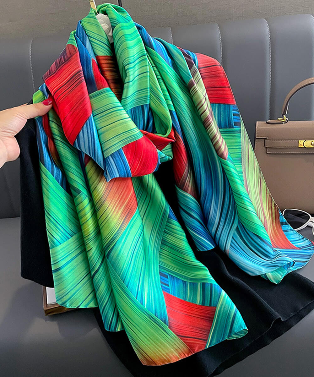 Kelp Green Printed Scarf - draped detail