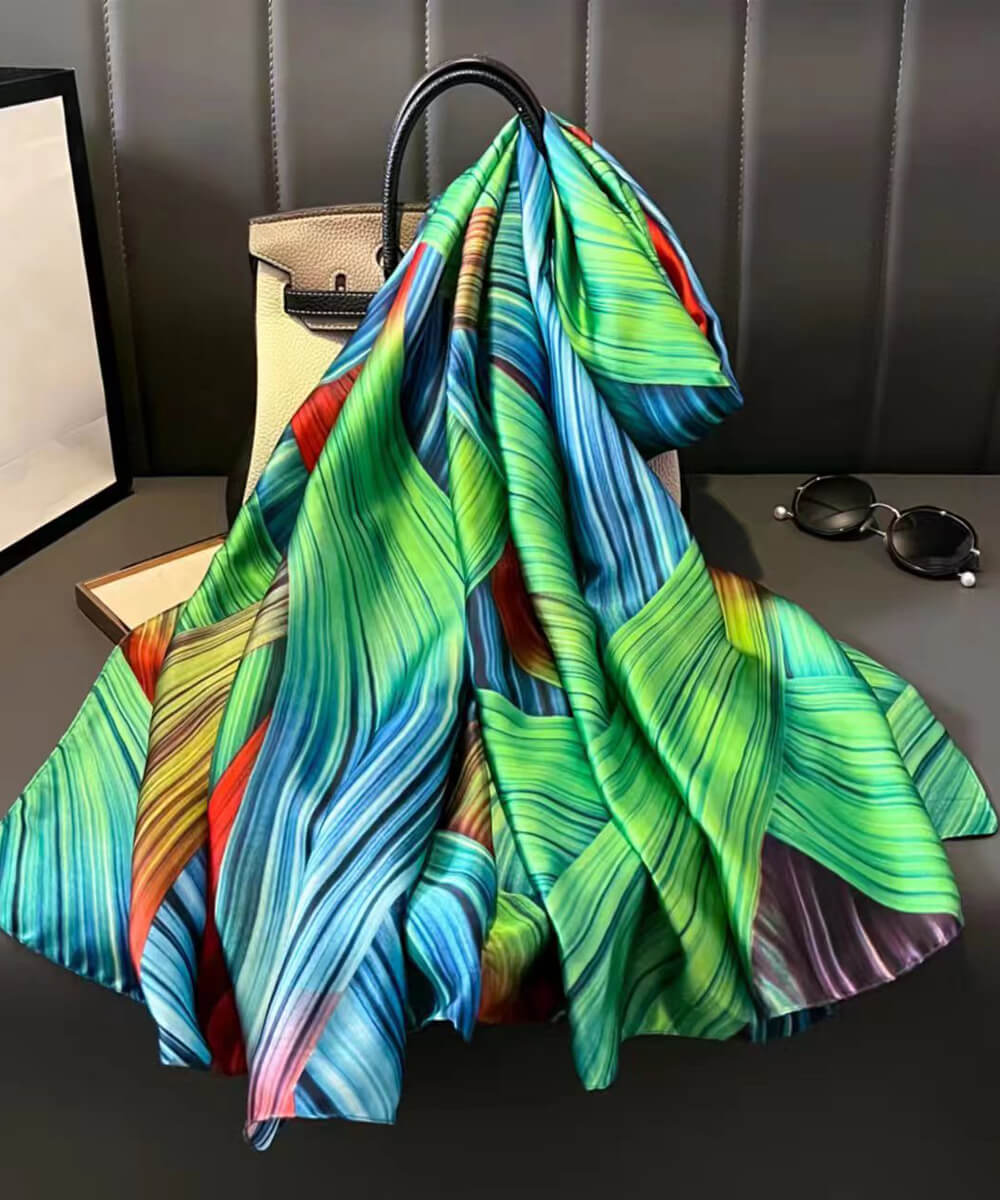 Kelp Green Printed Scarf - styled view
