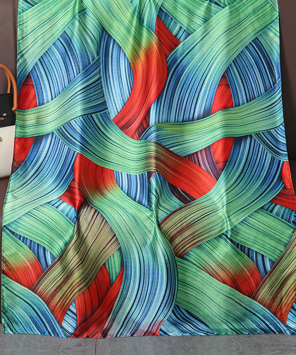 Kelp Green Printed Scarf - folded detail
