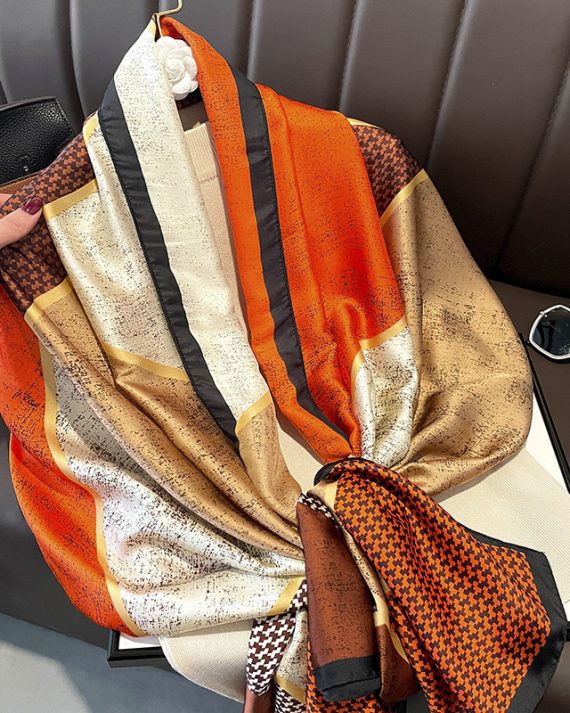 Sinopia Orange Printed Scarf by Bandano Pakistan
