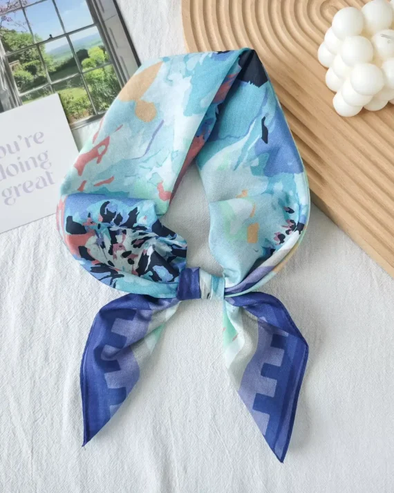 Air Blue Cotton Silk Bandana by Bandano Pakistan