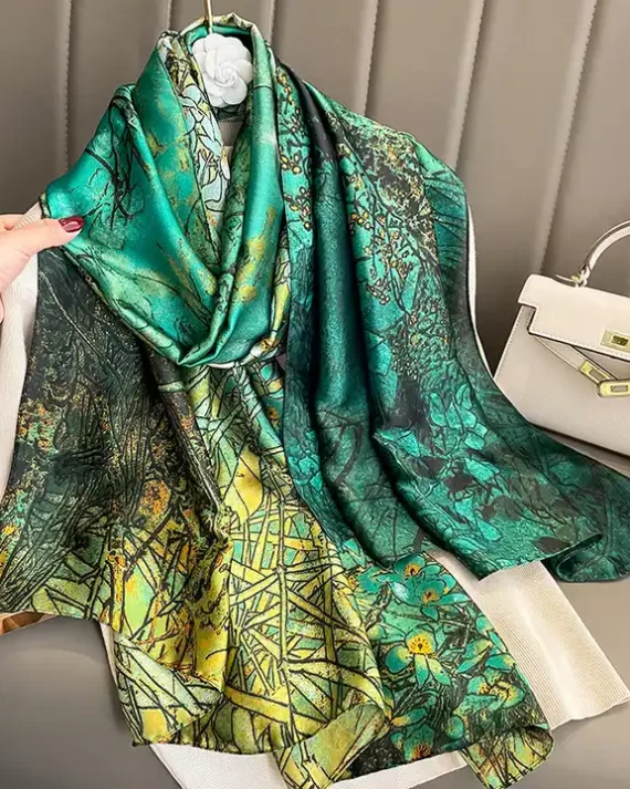 Pine Parrot Green Printed Scarf by Bandano Pakistan