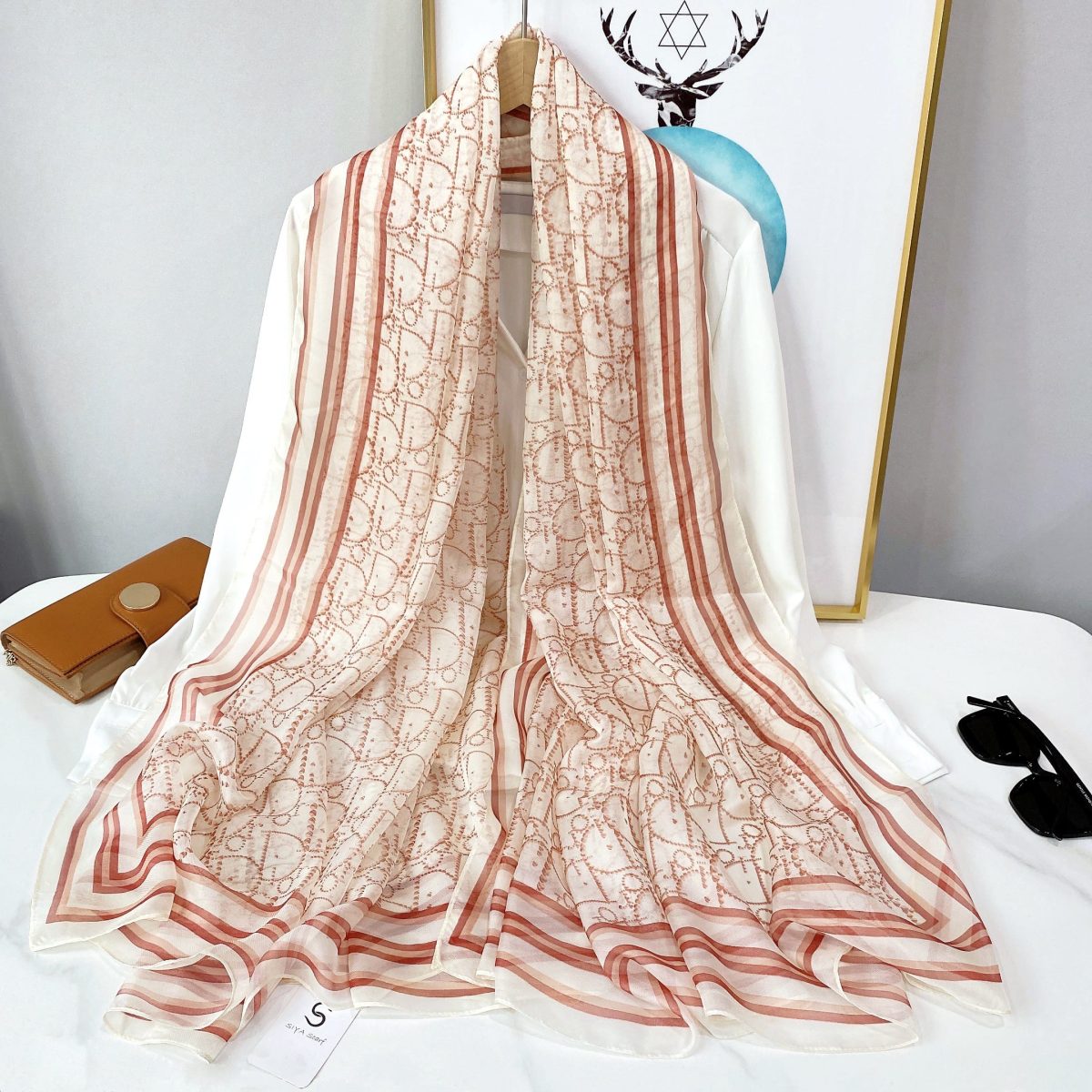 Teak Brown Chiffon Georgette Scarf by Bandano Pakistan