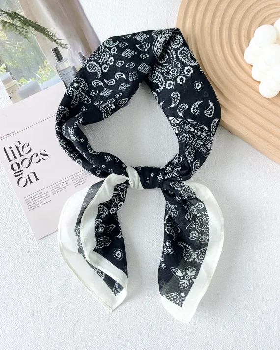 Timber Black Cotton Silk Bandana by Bandano Pakistan