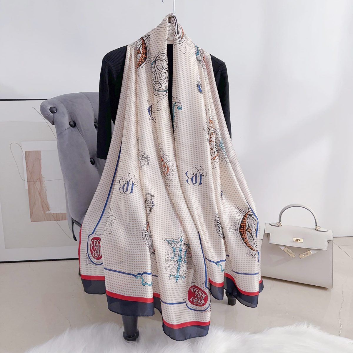 Canal Pink Printed Scarf - full view