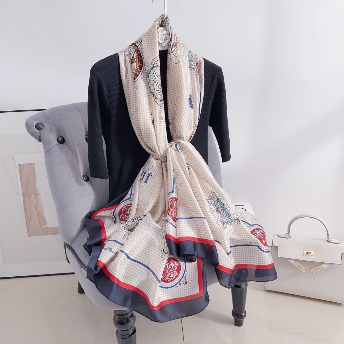 Canal Pink Printed Scarf by Bandano Pakistan