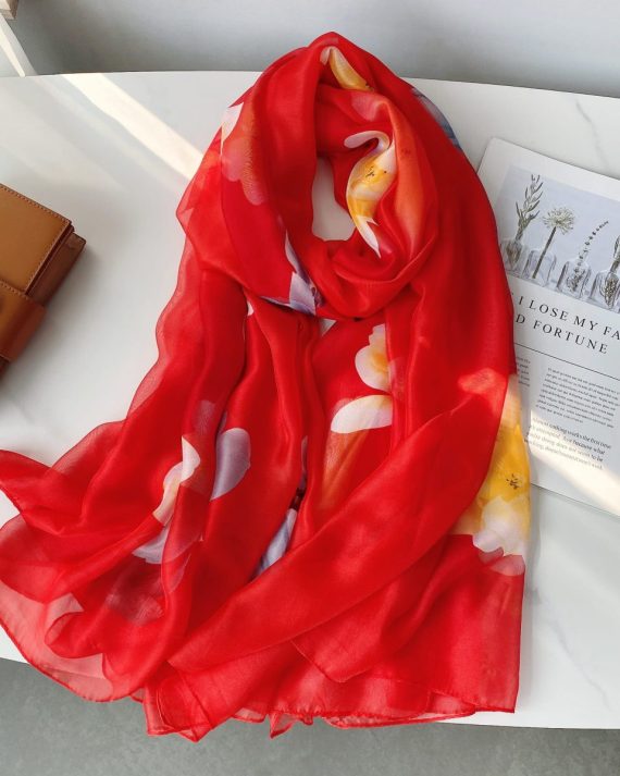 Canal Rosso Corsa Chiffon Georgette Scarf by Bandano Pakistan