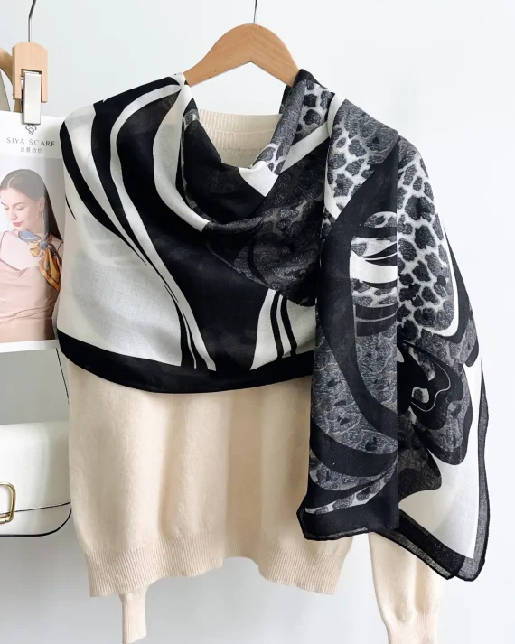 Free Black Printed Scarf by Bandano Pakistan