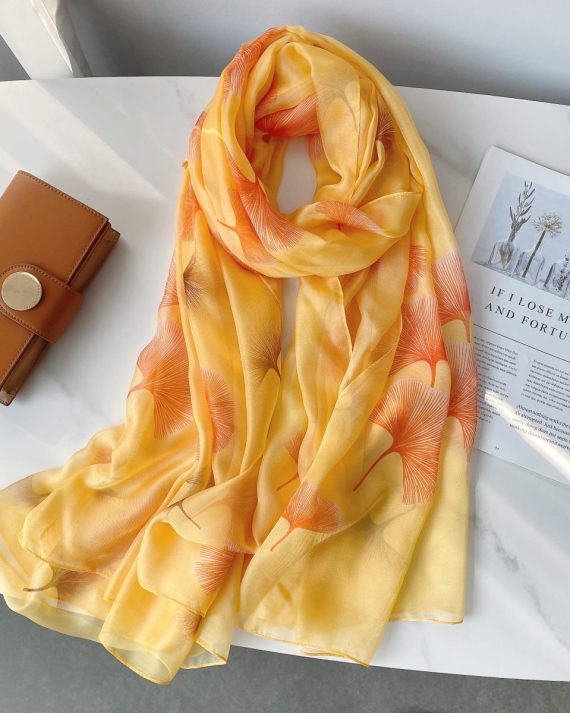 Yolk Yellow Chiffon Georgette Scarf by Bandano Pakistan